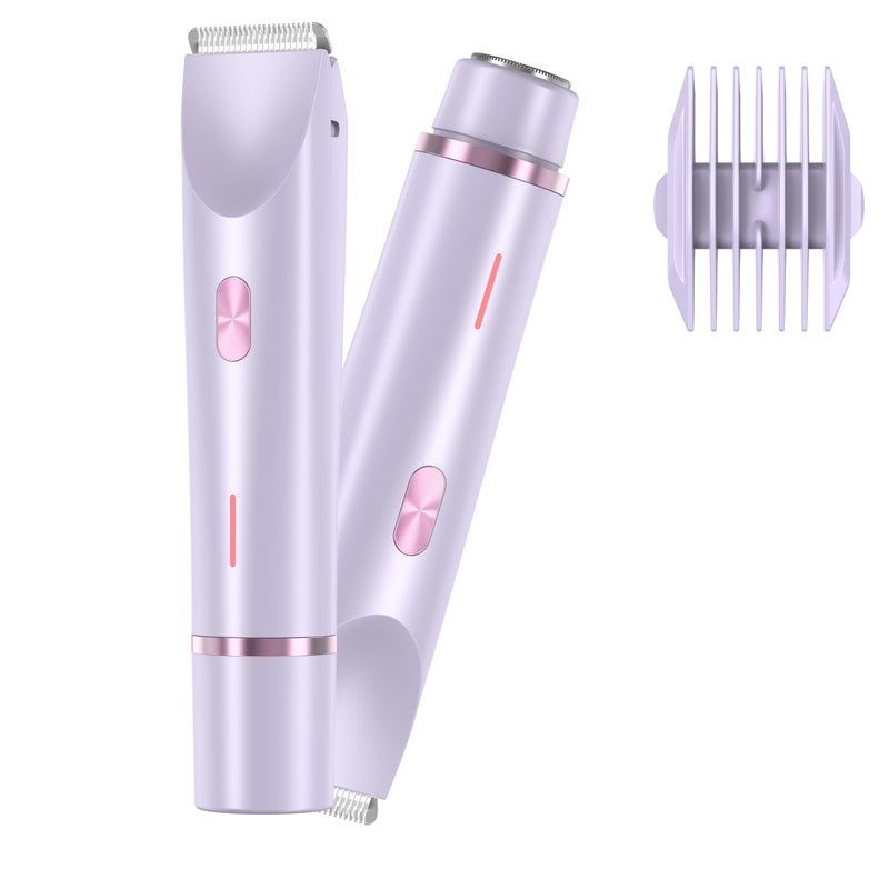 2 in 1 Electric Lady Shaver for Women, Painless Womens Razor Bikini Trimmer, Cordless Wet & Dry Electric Razors for Women Legs Underarms Pubic Hair - Rechargeable IPX7 Waterproof Lady Body Shaver